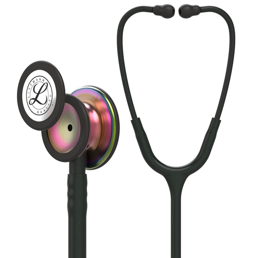 3M™ Littmann® Classic III™ -stetoskooppi, tarkkailuun, sateenkaarenvärinen rintakappale, musta suppilo, kuuntelukaaret ja letkusto, 27 tuumaa, 5870