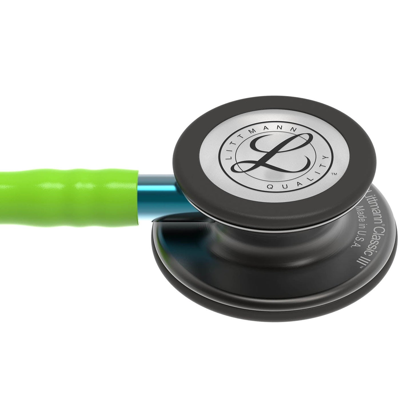 Littmann Classic III Monitoring Stethoscope: Smoke & Lime Green - Blue Stem 5875