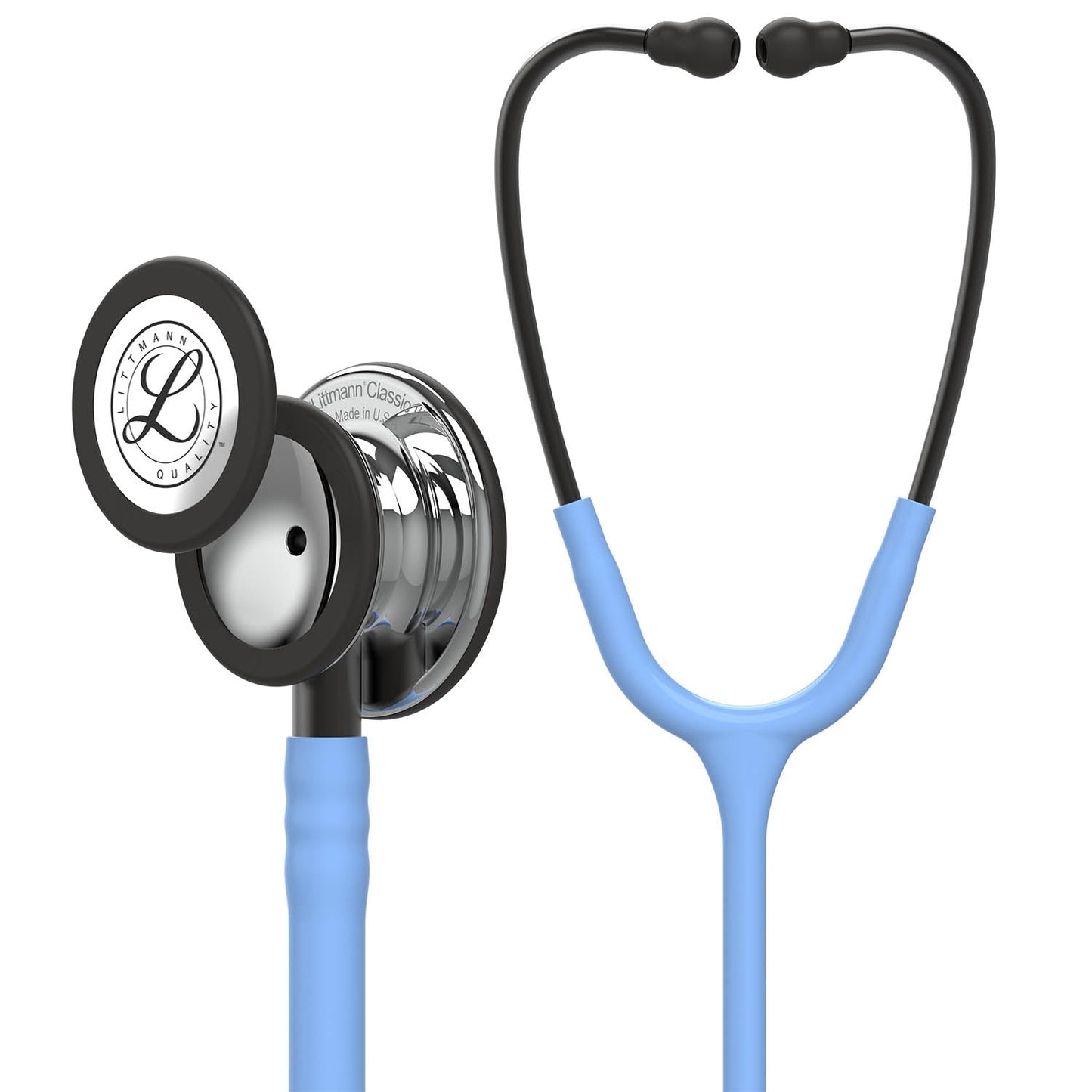 3M™ Littmann® Classic III™ -stetoskooppi, tarkkailuun, peilipintainen rintakappale, taivaansininen letkusto, savunvärinen suppilo ja savunväriset kuuntelukaaret, 27 tuumaa, 5959