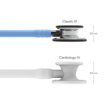 Fonendoscopio para monitorización 3M™ Littmann® Classic III™, campana de acabado en espejo, tubo azul cielo y vástago y auricular color gris humo, 68,5 cm, 5959