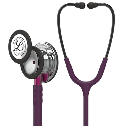 3M™ Littmann® Classic III™ -stetoskooppi, potilasvalvontaan, peilipintainen rintakappale, luumunvärinen letkusto, vaaleanpunainen suppilo ja savunväriset kuuntelukaaret, 27 tuumaa, 5960