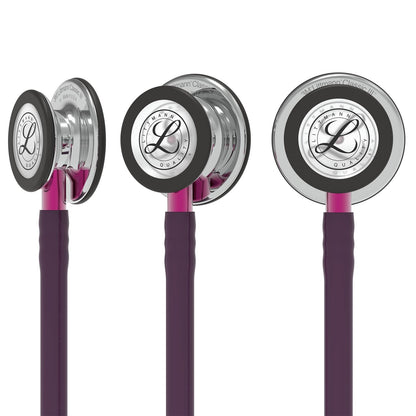 Fonendoscopio para monitorización 3M™ Littmann® Classic III™, campana de acabado en espejo, tubo color ciruela, vástago rosa y auricular color gris humo, 68,5 cm, 5960