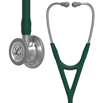 3M™ Littmann® Cardiology IV™ -stetoskooppi, diagnostinen, metallinvärinen rintakappale, metsänvihreä letkusto sekä kuuntelukaaret ja suppilo ruostumatonta terästä, 27 tuumaa, 6155