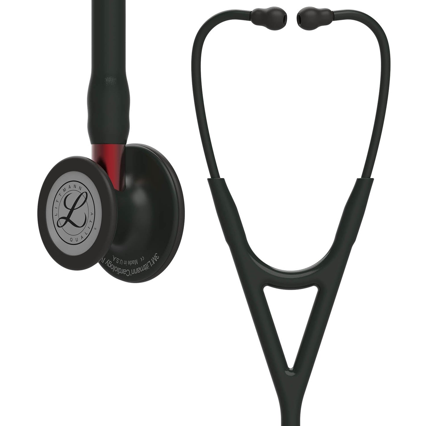 Stéthoscope de diagnostic 3M™ Littmann® Cardiology IV™, tubulure noire, Black Edition, base rouge,  69 cm, 6200