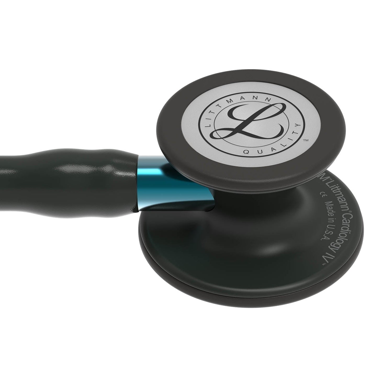 3M™ Littmann® Cardiology IV™ Fonendoscopio para diagnóstico, campana de acabado negro, tubo y auricular en color negro y vástago azul, 68,5 cm, 6201