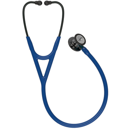 Stéthoscope de diagnostic 3M™ Littmann® Cardiology IV™, tubulure bleu marine, Edition Smoke brillant, base bleue, 69 cm, 6202