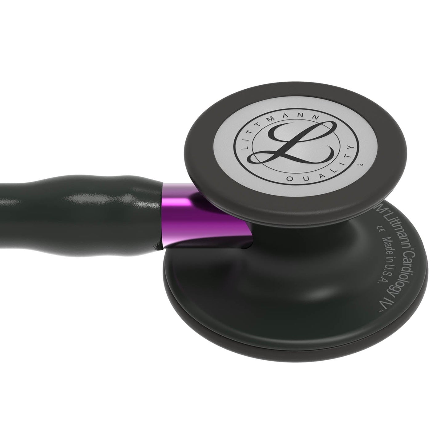 3M™ Littmann® Cardiology IV™ Fonendoscopio para diagnóstico, campana de acabado negro, tubo y auricular en color negro y vástago morado, 68,5 cm, 6203