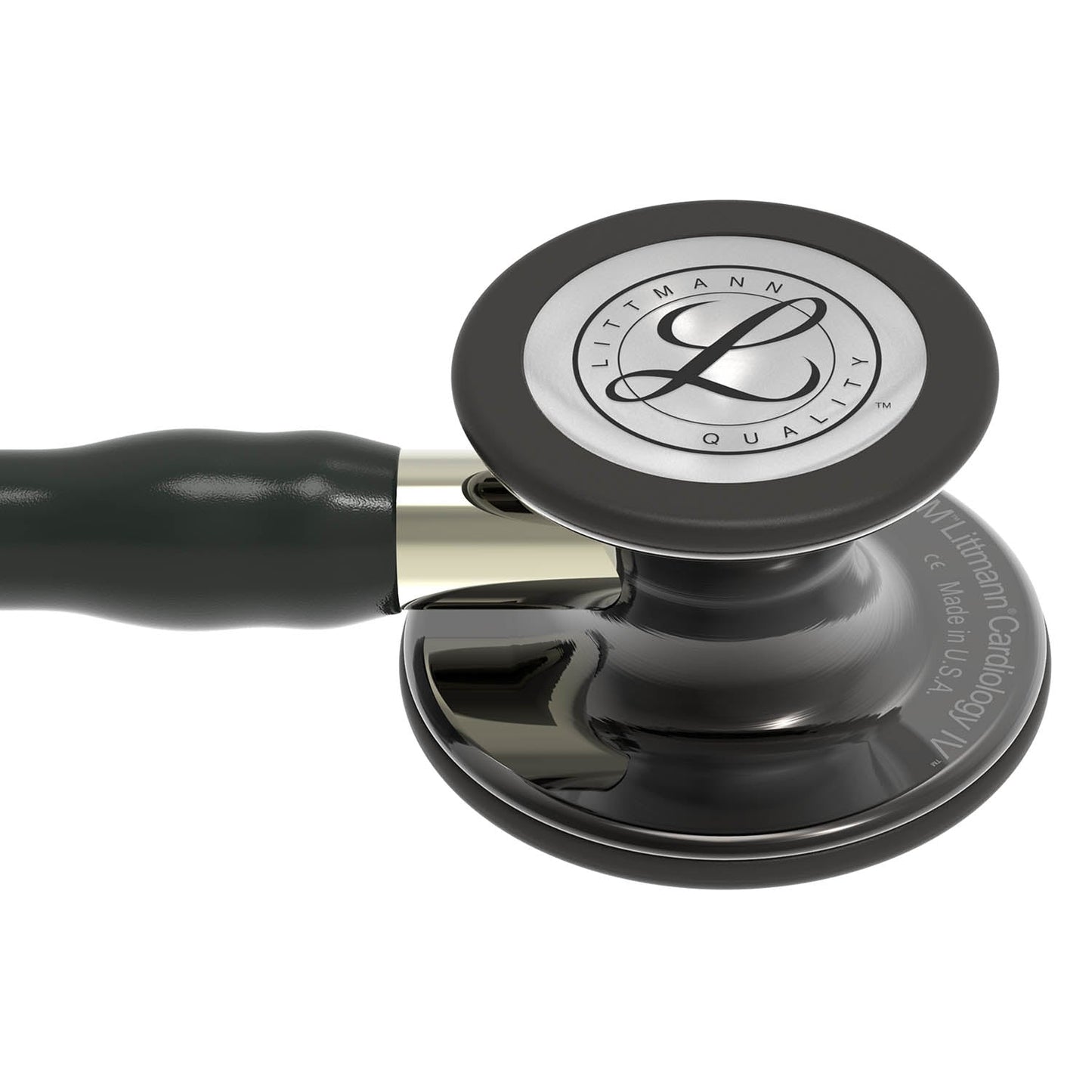 Stéthoscope de diagnostic 3M™ Littmann® Cardiology IV™, tubulure noire, Edition Smoke brillant, base Champagne, 69 cm, 6204
