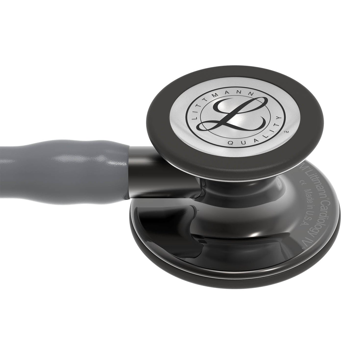 Fonendoscopio para diagnóstico 3M™ Littmann® Cardiology IV™, campana de acabado de alto brillo gris humo, tubo gris y vástago y auricular color gris humo, 68,5 cm, 6238