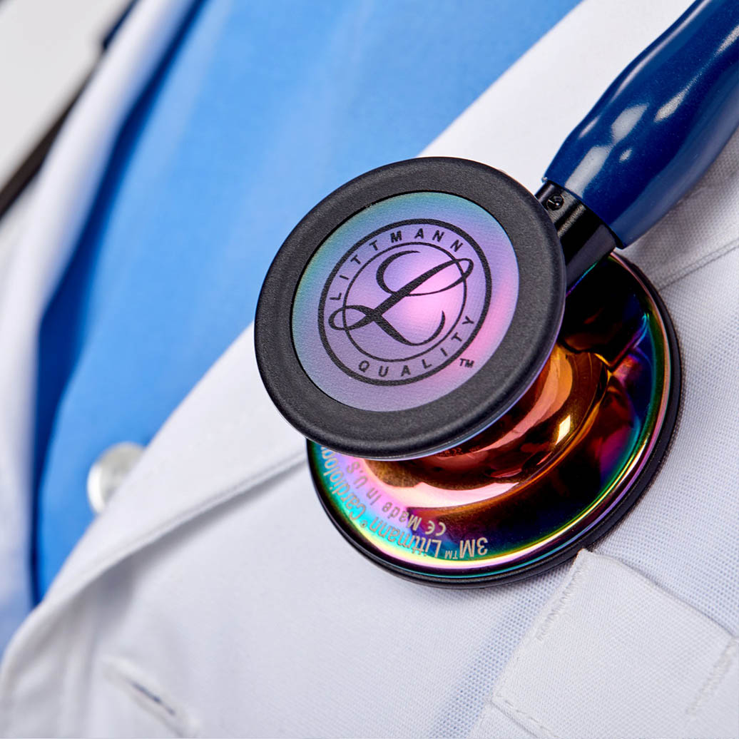 Littmann Cardiology IV Stetoskopju Dijanjostiku: Għoli Pollakk Rainbow &amp; Navy Blue - Zokk Iswed 6242
