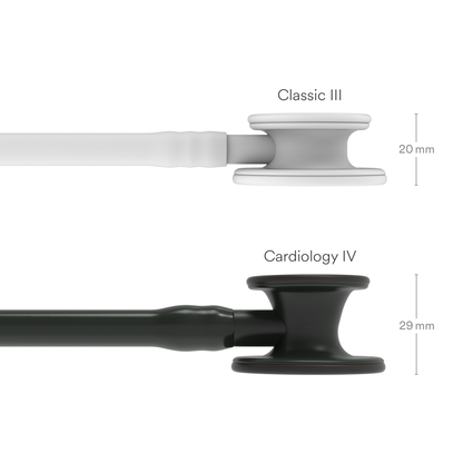 3M™ Littmann® Cardiology IV™ Stethoskop für die Diagnose, 6163, Black-Edition Bruststück, Schlauch, Schlauchanschluss und Ohrbügel in Schwarz, 69 cm