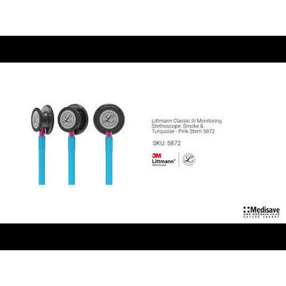 3M™ Littmann® Classic III™ stetoskooppi turkoosi/ savu/ pinkki, 5872