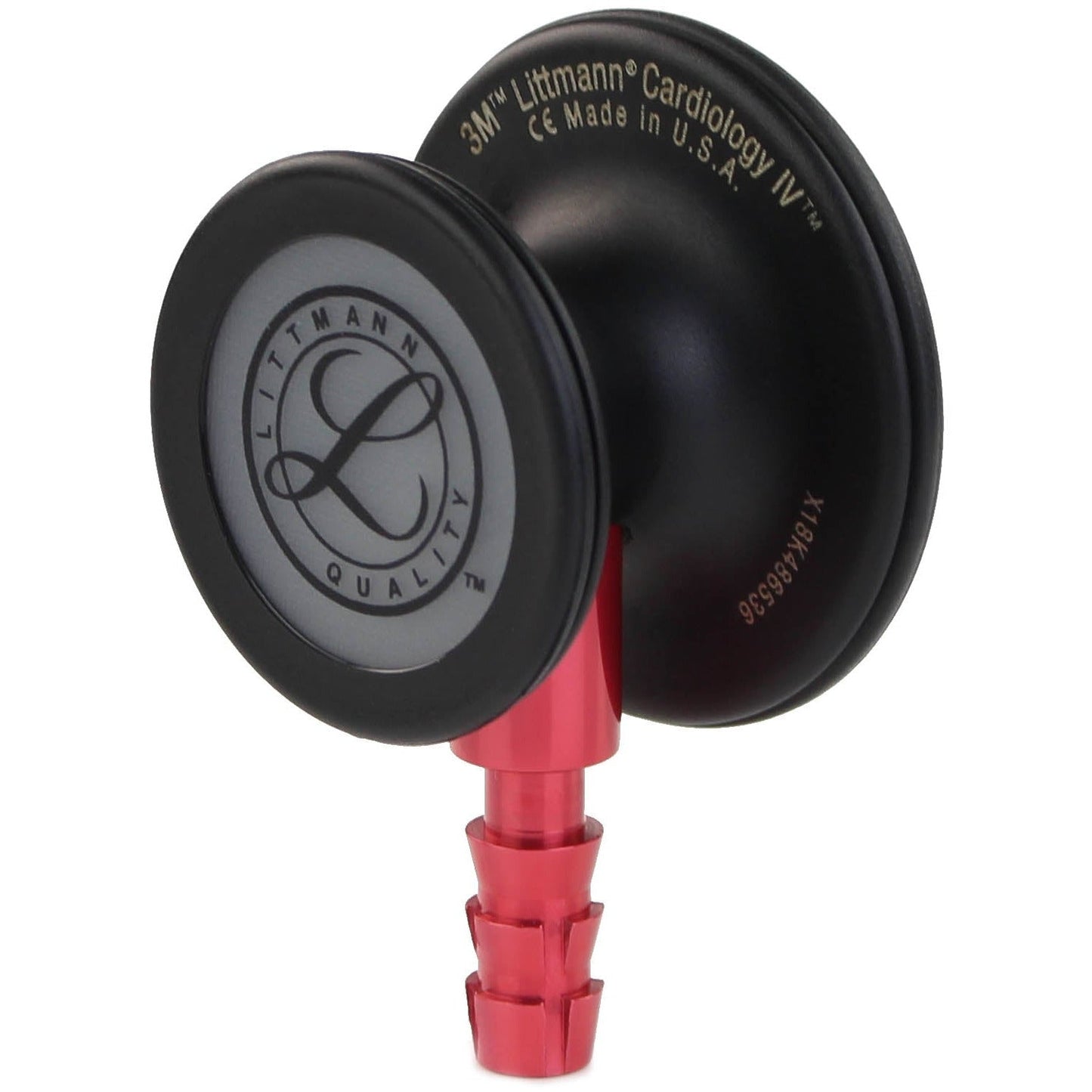 Stetoskop 3M™ Littmann® Cardiology IV™ Diagnostic, membranski nastavek črne barve, črna cev, rdeč koren in črne slušalke, 68,5 cm, 6200