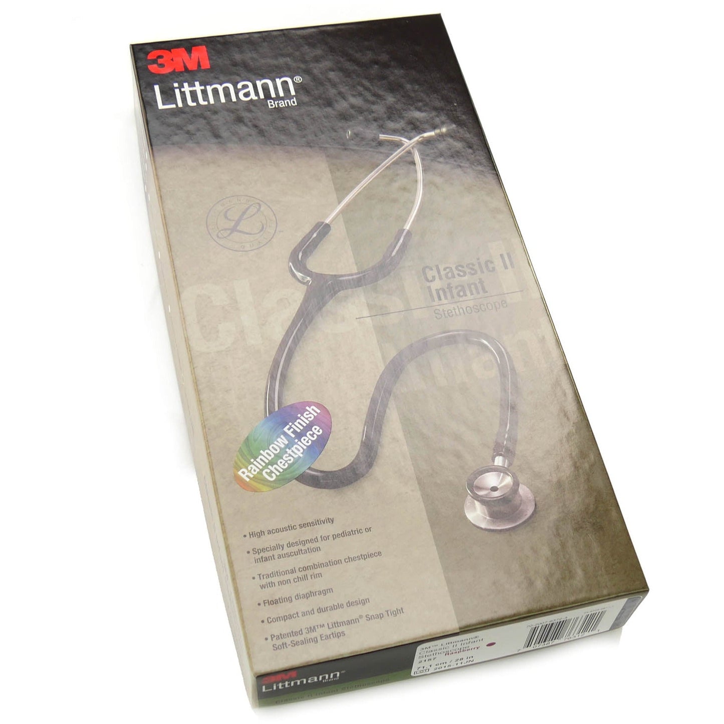 Stetoskop 3M™ Littmann® Classic II Infant 2157, membranski nastavek v mavričnih barvah, cev v barvi maline